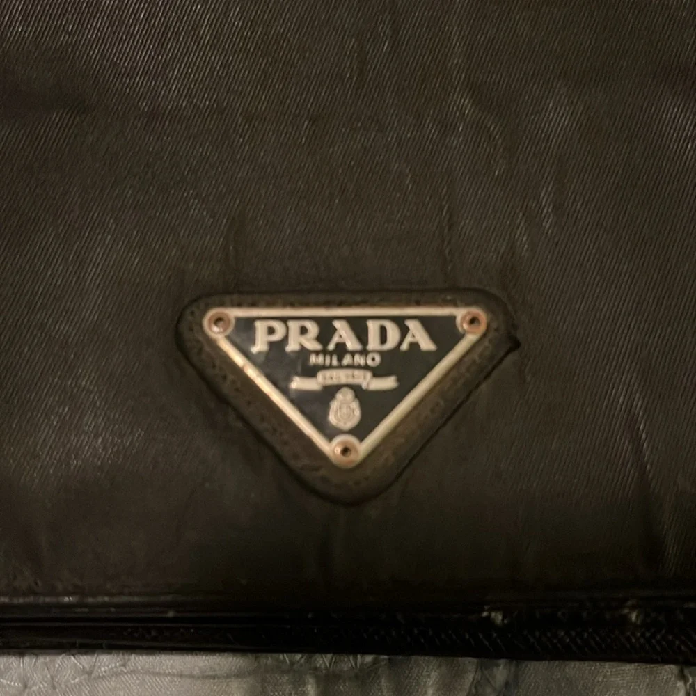 Prada Black Bifold Nylon, Leather Snap Wallet
